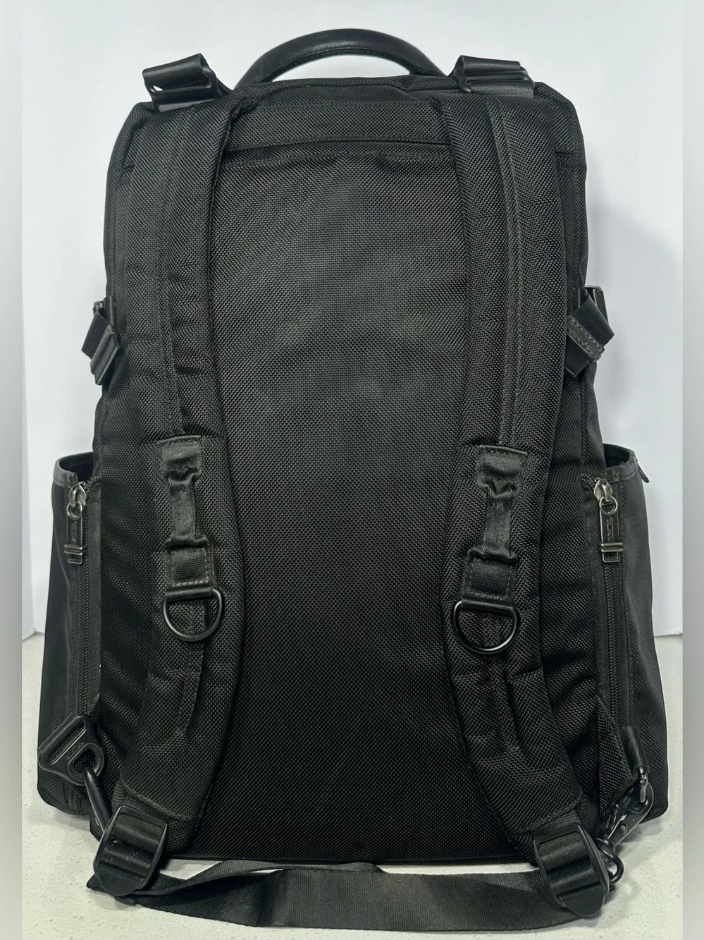Tumi Alpha Bravo Lejeune Backpack Tote in black ballistic nylon.